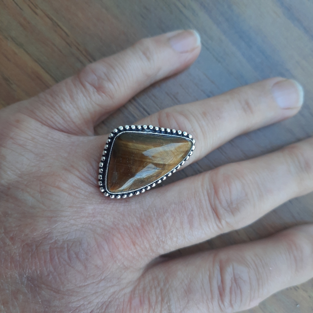 Unisex Golden Tiger Eye Ring (7.5) - Picture 8 of 15